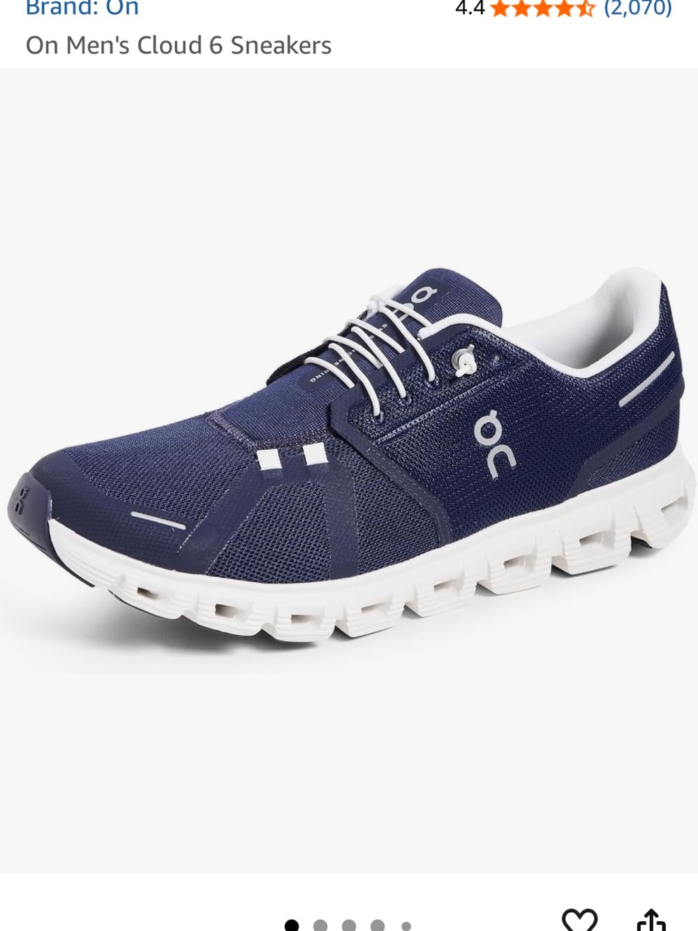 On Running Men's Cloud 6 Sneakers in Navy and White size 10 New